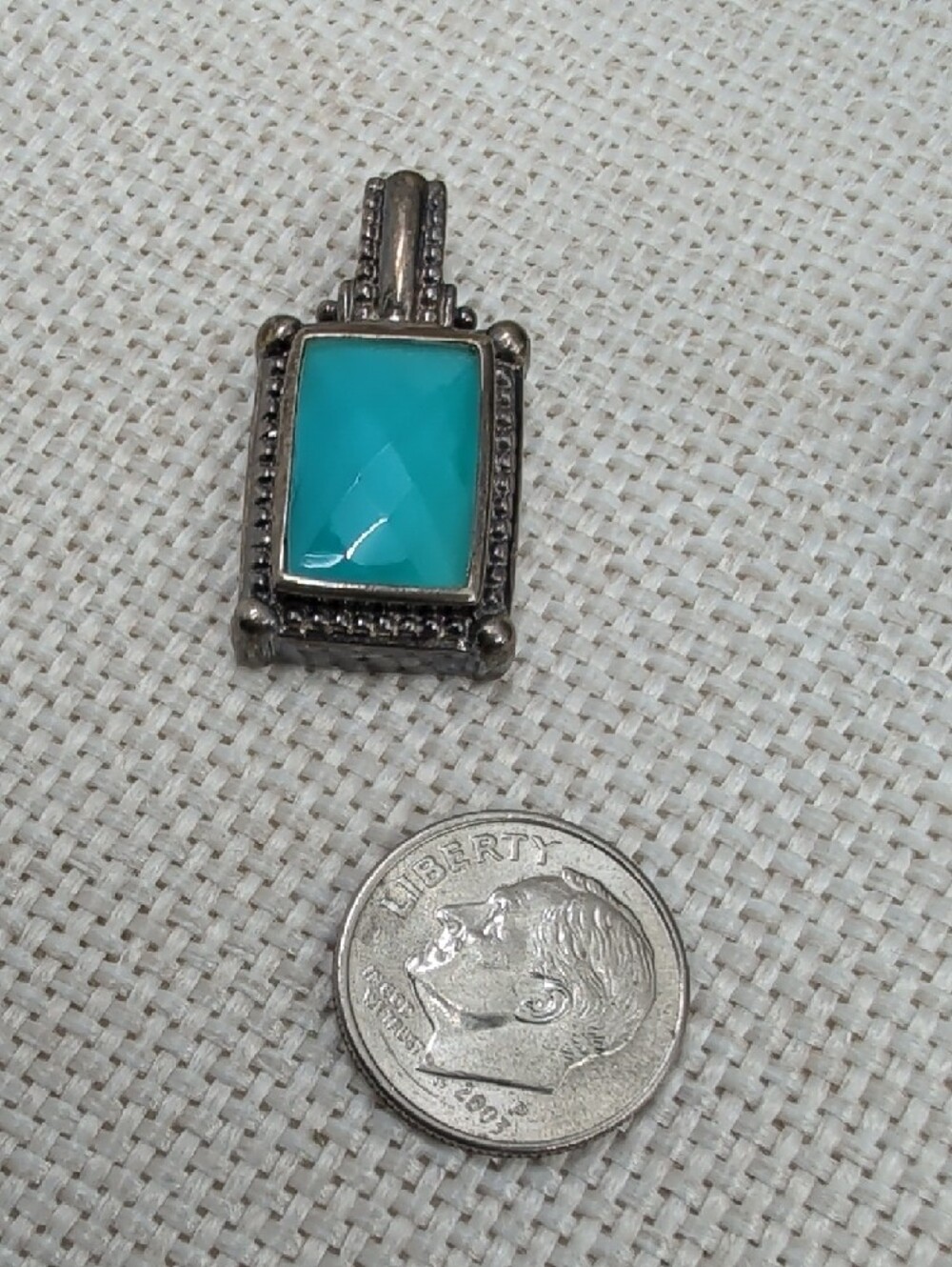 Whitney Kelly WK 925 Sterling Silver Turquoise Doublet Pendant Estate - Picture 7 of 17